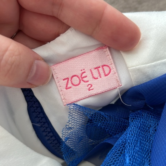 ZOE LTD Blue & White Floral Formal Toddler Dress - Picture 7 of 7